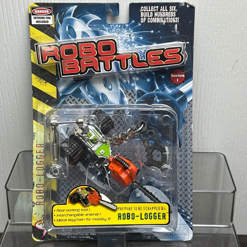 Robo Battles Series 1 Robo-Logger Action Figure A-Ha Toys 2000 Vintage Keychain